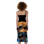 The Sock And Buskin Theatre Masks Print Slim Fit Midi Cami Dress