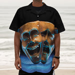 The Sock And Buskin Theatre Masks Print Textured Short Sleeve Shirt