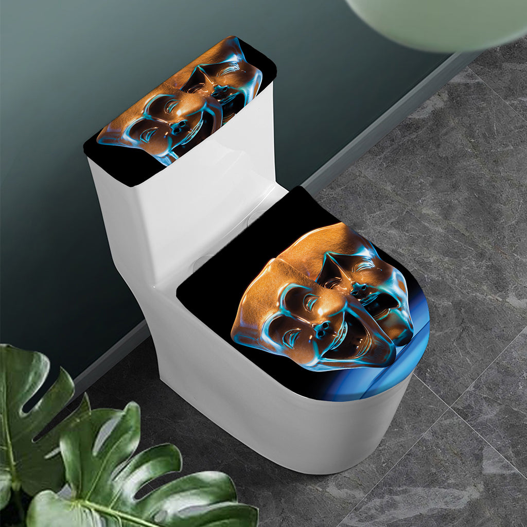 The Sock And Buskin Theatre Masks Print Toilet Lid And Tank Cover Set