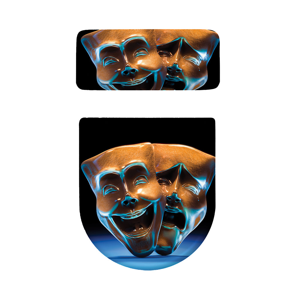 The Sock And Buskin Theatre Masks Print Toilet Lid And Tank Cover Set