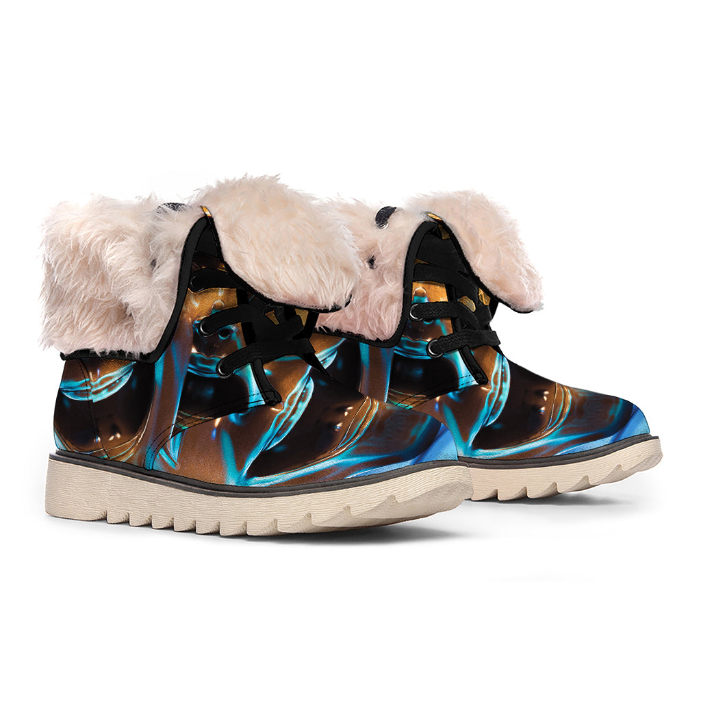 The Sock And Buskin Theatre Masks Print Winter Boots
