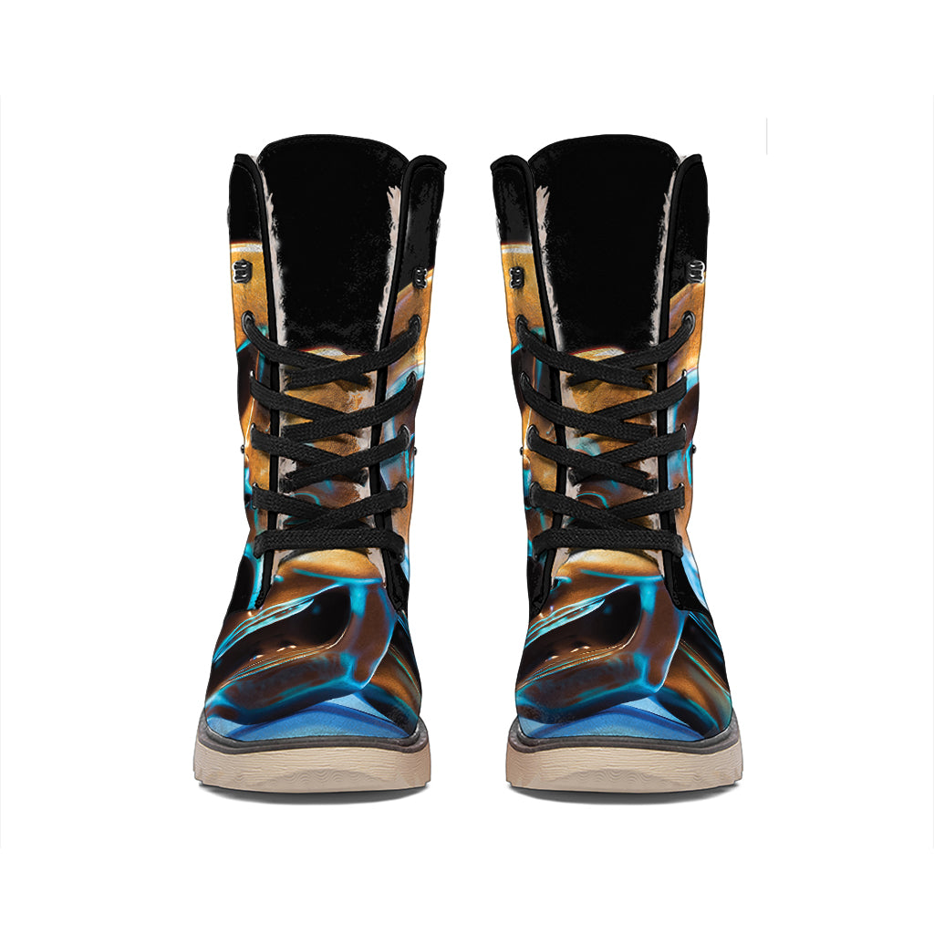 The Sock And Buskin Theatre Masks Print Winter Boots