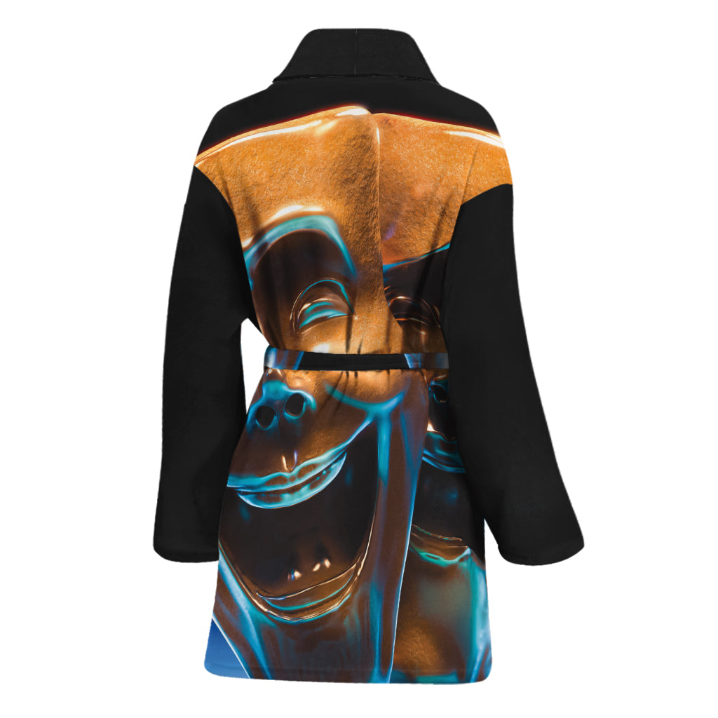 The Sock And Buskin Theatre Masks Print Women's Bathrobe