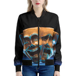 The Sock And Buskin Theatre Masks Print Women's Bomber Jacket