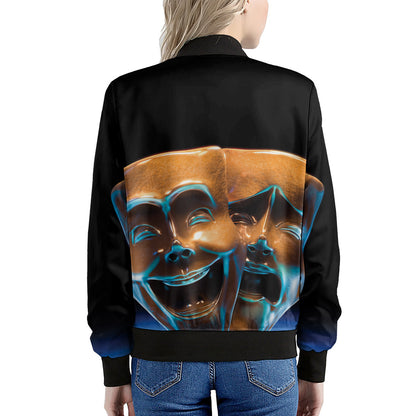 The Sock And Buskin Theatre Masks Print Women's Bomber Jacket
