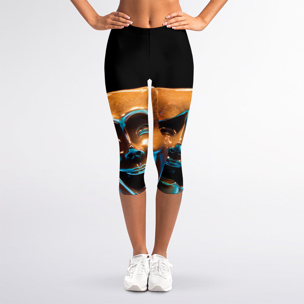 The Sock And Buskin Theatre Masks Print Women's Capri Leggings