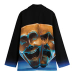 The Sock And Buskin Theatre Masks Print Women's Cotton Blazer