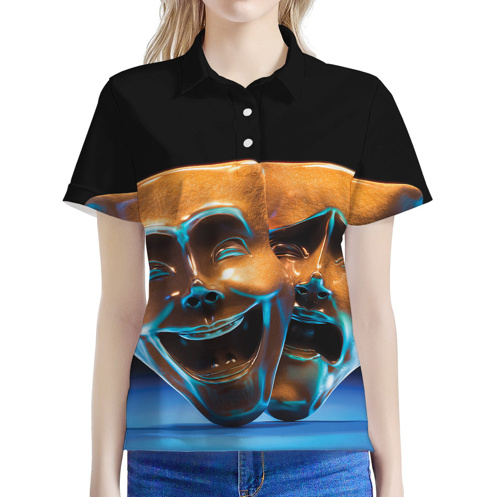 The Sock And Buskin Theatre Masks Print Women's Polo Shirt