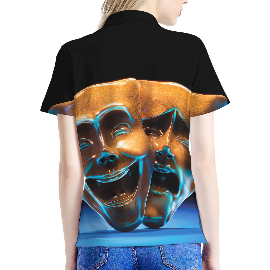 The Sock And Buskin Theatre Masks Print Women's Polo Shirt