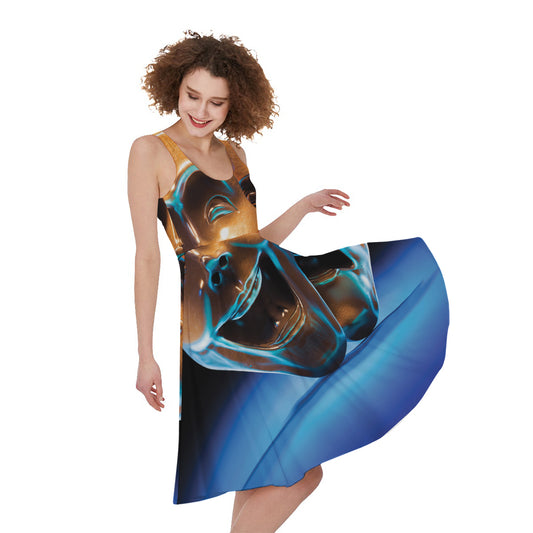 The Sock And Buskin Theatre Masks Print Women's Sleeveless Dress