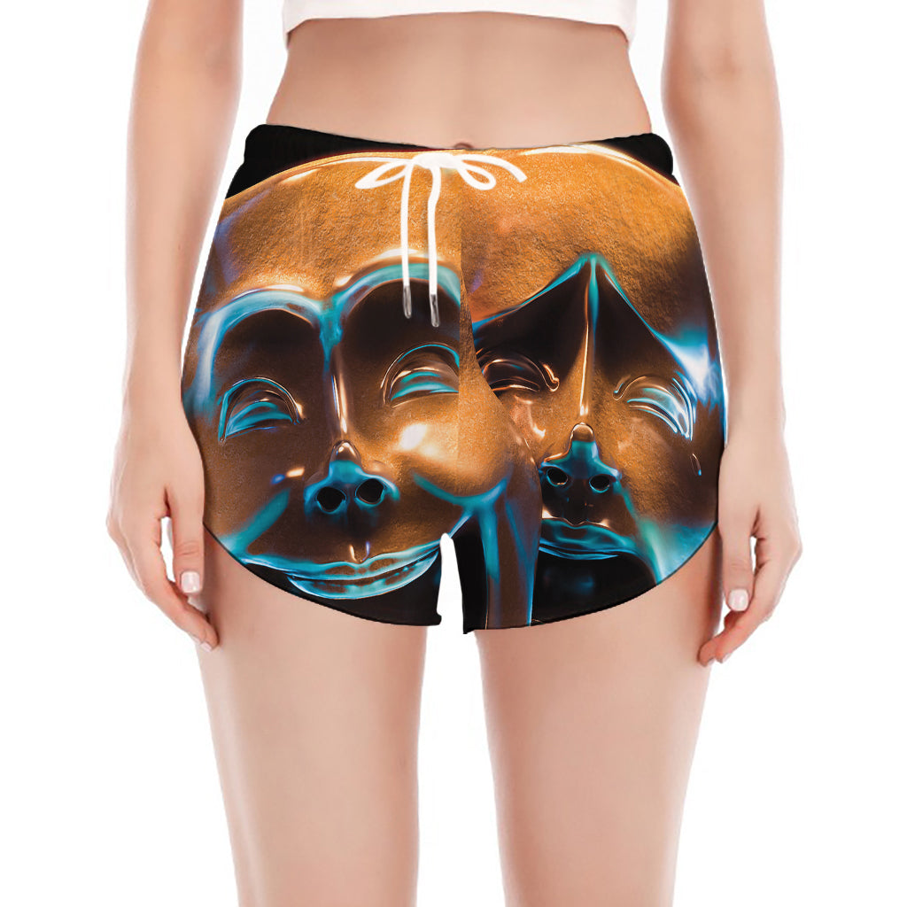 The Sock And Buskin Theatre Masks Print Women's Split Running Shorts