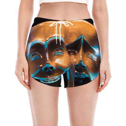 The Sock And Buskin Theatre Masks Print Women's Split Running Shorts