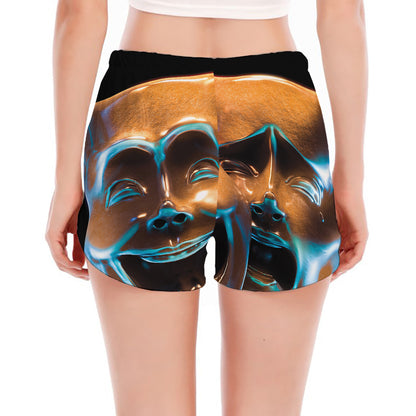 The Sock And Buskin Theatre Masks Print Women's Split Running Shorts