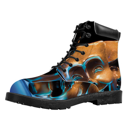 The Sock And Buskin Theatre Masks Print Work Boots