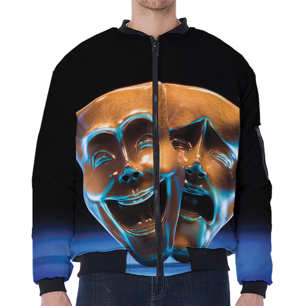 The Sock And Buskin Theatre Masks Print Zip Sleeve Bomber Jacket