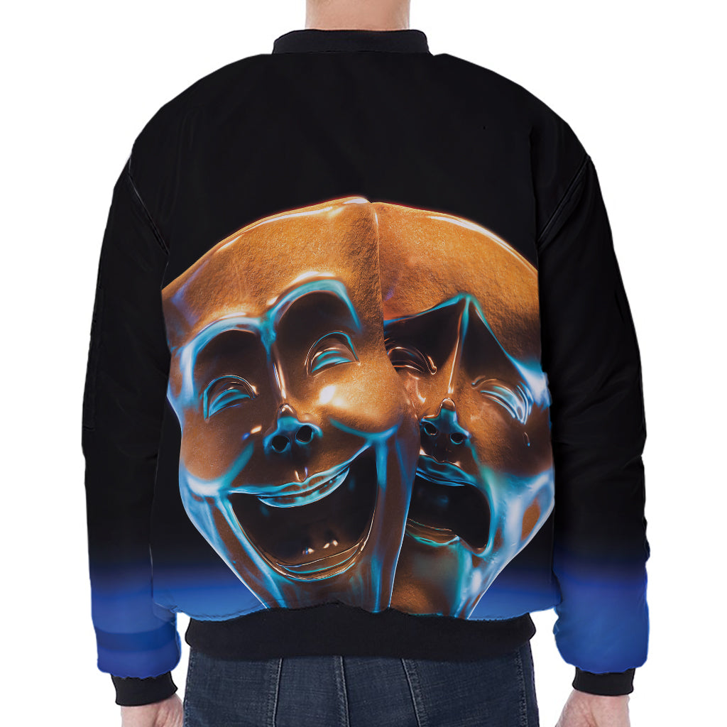 The Sock And Buskin Theatre Masks Print Zip Sleeve Bomber Jacket