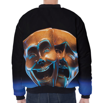 The Sock And Buskin Theatre Masks Print Zip Sleeve Bomber Jacket