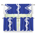 The Star Of Life Paramedic Symbol Print 3 Piece Kitchen Curtains