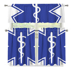 The Star Of Life Paramedic Symbol Print 3 Piece Kitchen Curtains