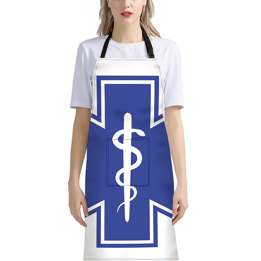 The Star Of Life Paramedic Symbol Print Bib Apron With Pocket
