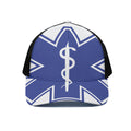 The Star Of Life Paramedic Symbol Print Black Mesh Trucker Hat