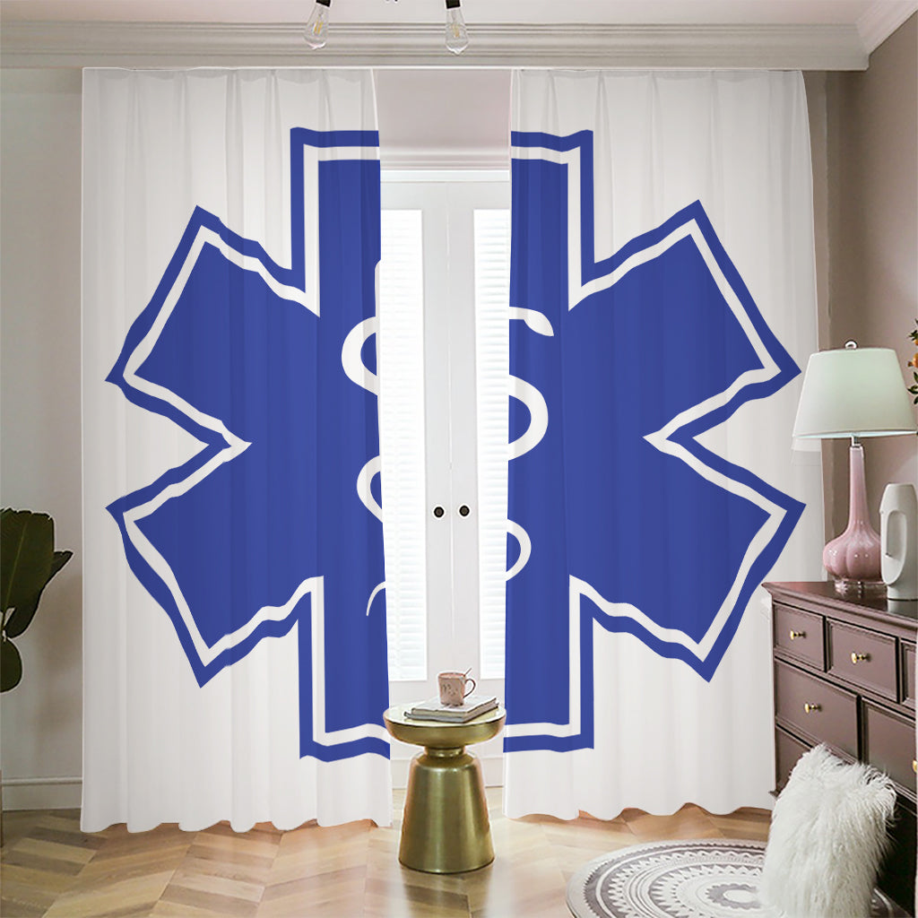 The Star Of Life Paramedic Symbol Print Blackout Pencil Pleat Curtains