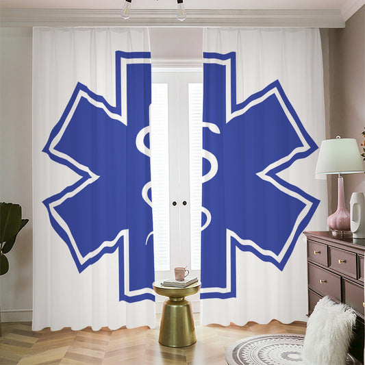 The Star Of Life Paramedic Symbol Print Blackout Pencil Pleat Curtains