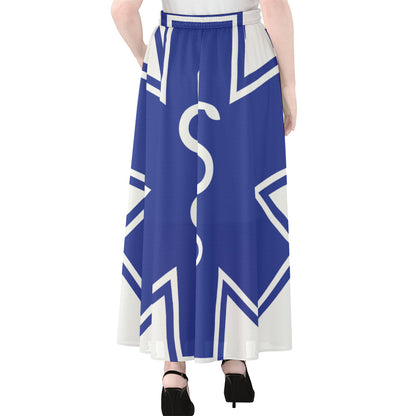The Star Of Life Paramedic Symbol Print Chiffon Maxi Skirt