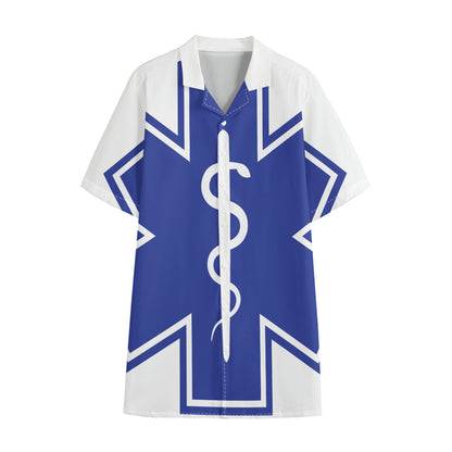 The Star Of Life Paramedic Symbol Print Cotton Hawaiian Shirt