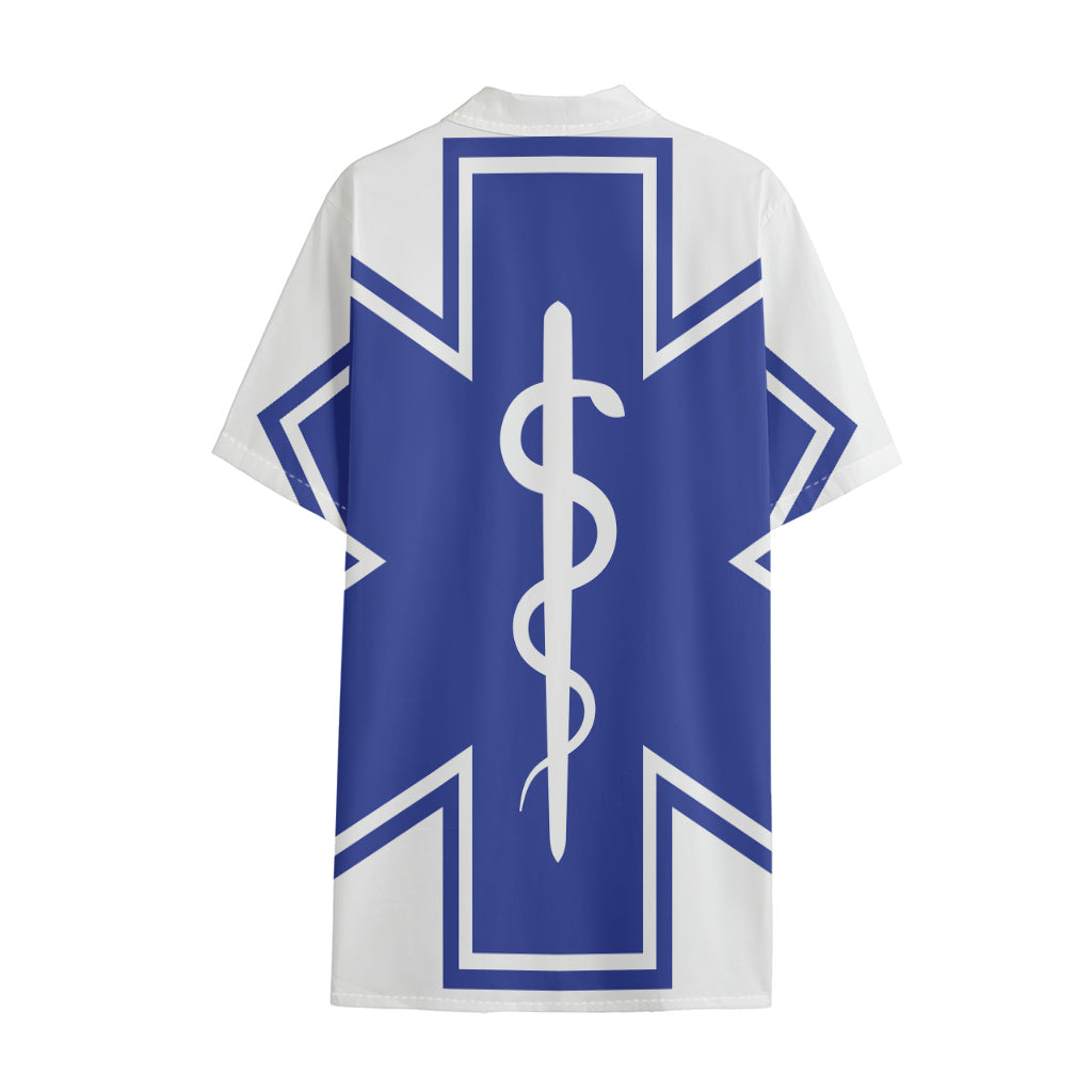 The Star Of Life Paramedic Symbol Print Cotton Hawaiian Shirt