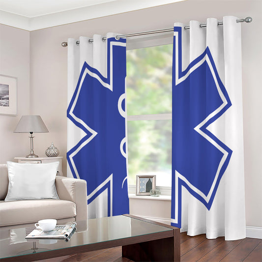 The Star Of Life Paramedic Symbol Print Extra Wide Grommet Curtains