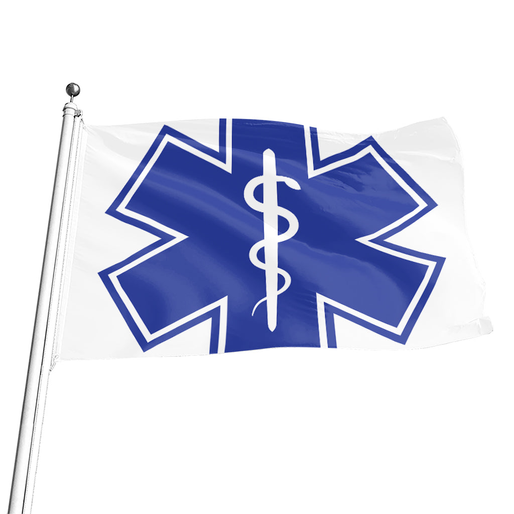 The Star Of Life Paramedic Symbol Print Flag