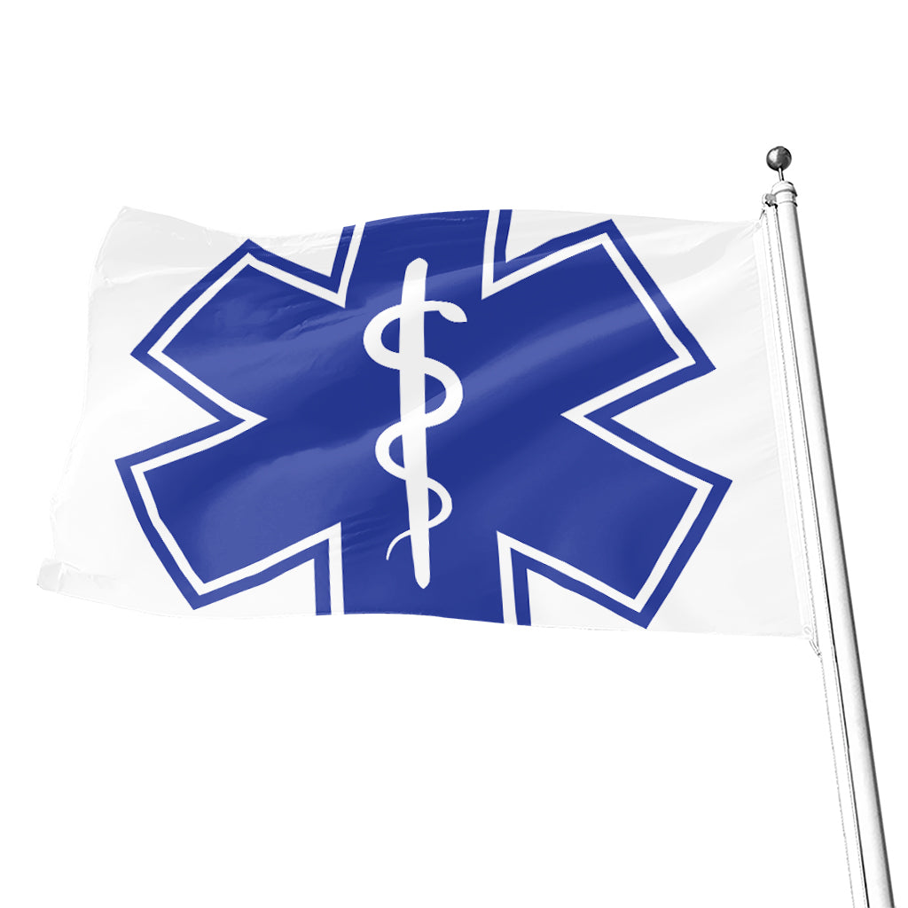 The Star Of Life Paramedic Symbol Print Flag