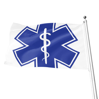 The Star Of Life Paramedic Symbol Print Flag