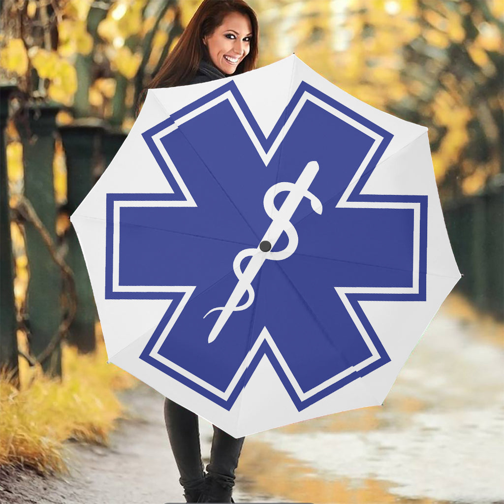 The Star Of Life Paramedic Symbol Print Foldable Umbrella