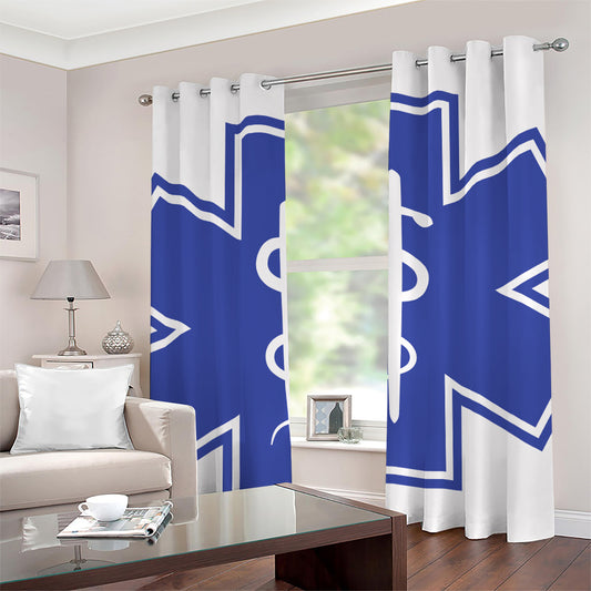 The Star Of Life Paramedic Symbol Print Grommet Curtains