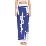 The Star Of Life Paramedic Symbol Print High Slit Maxi Skirt
