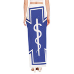The Star Of Life Paramedic Symbol Print High Slit Maxi Skirt