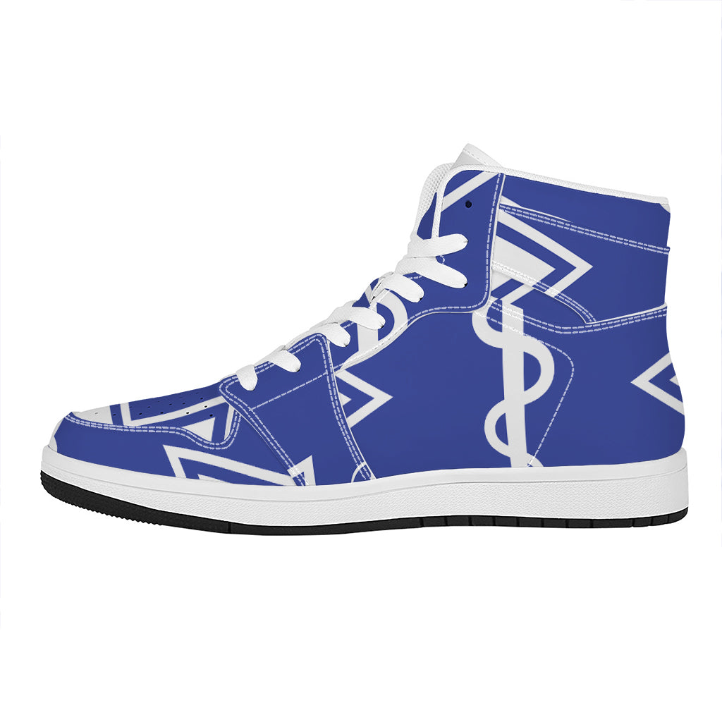 The Star Of Life Paramedic Symbol Print High Top Leather Sneakers