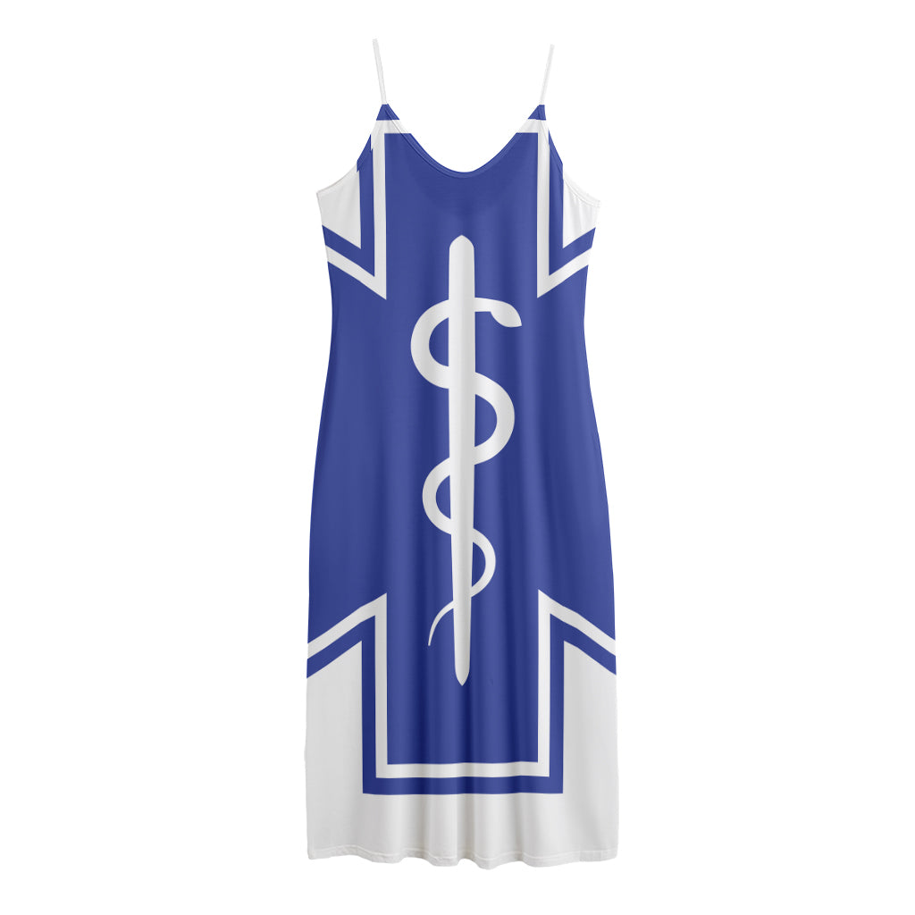 The Star Of Life Paramedic Symbol Print Jersey Midi Cami Dress