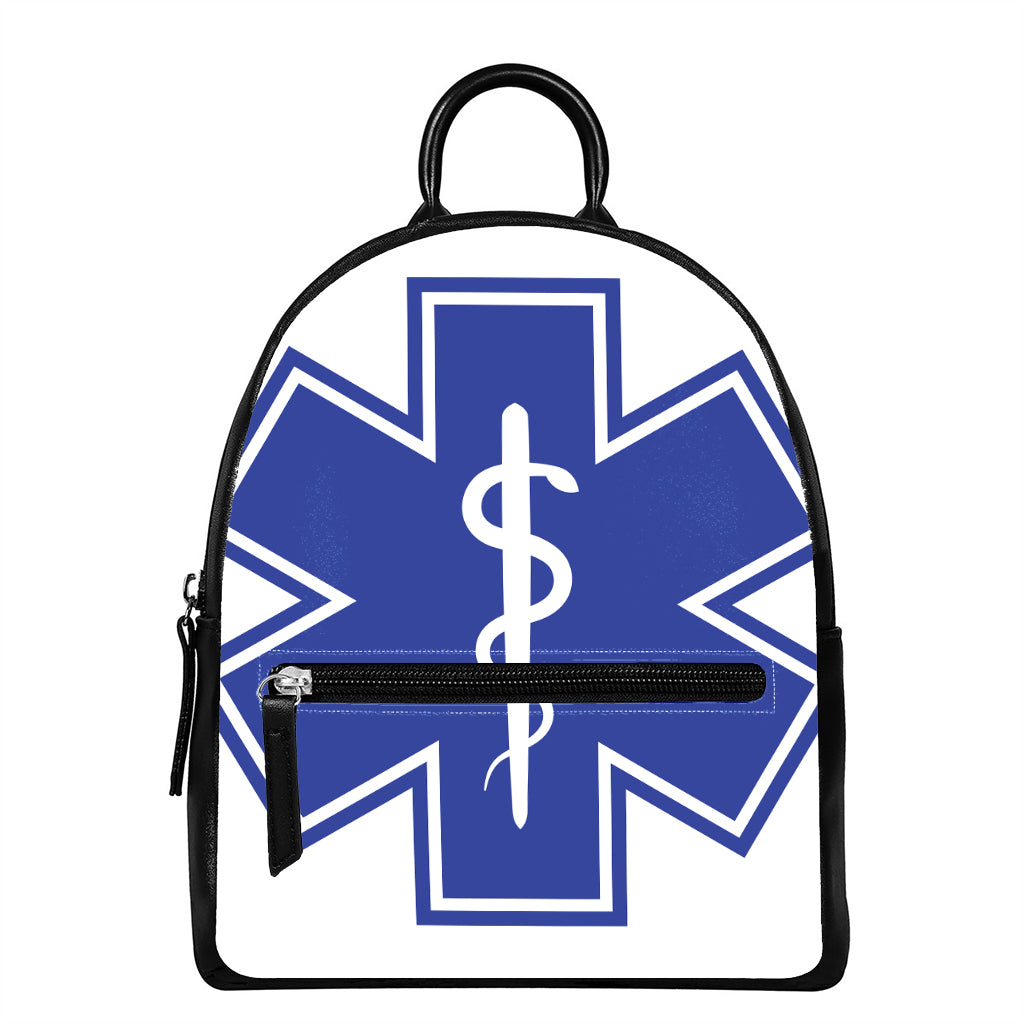 The Star Of Life Paramedic Symbol Print Leather Backpack