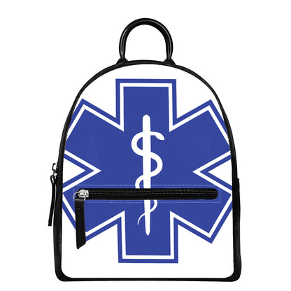 The Star Of Life Paramedic Symbol Print Leather Backpack