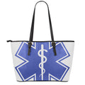 The Star Of Life Paramedic Symbol Print Leather Tote Bag With Zipper
