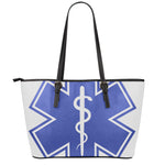 The Star Of Life Paramedic Symbol Print Leather Tote Bag