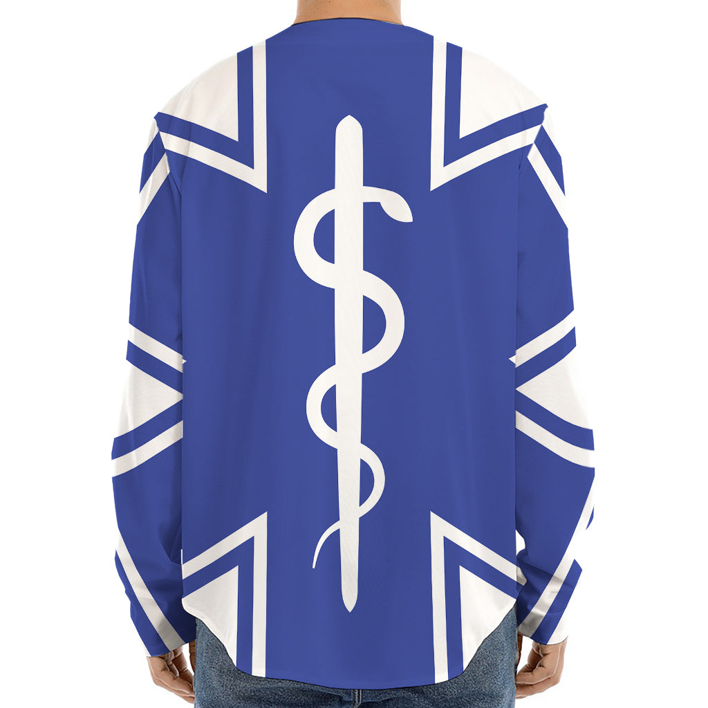 The Star Of Life Paramedic Symbol Print Long Sleeve Baseball Jersey