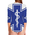 The Star Of Life Paramedic Symbol Print Long Sleeve Swimsuit