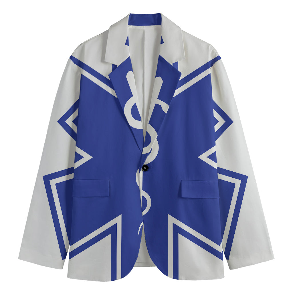 The Star Of Life Paramedic Symbol Print Men's Cotton Blazer