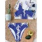 The Star Of Life Paramedic Symbol Print One Shoulder Bikini Top