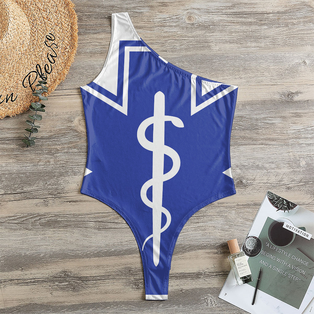 The Star Of Life Paramedic Symbol Print One Shoulder Bodysuit