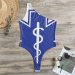 The Star Of Life Paramedic Symbol Print One Shoulder Bodysuit